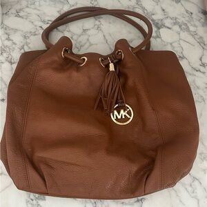 Michael Kors Brown Leather Ring Tote Shoulder Bag w/tassle